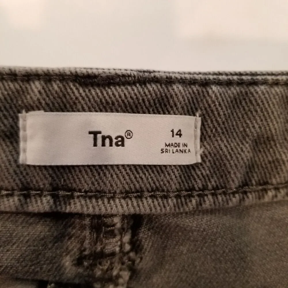TNA Aritzia Women Straight Baggy Jeans‎ Sz 14 Gray  Grunge Streetwear